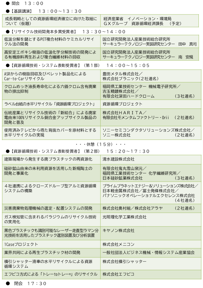 3R先進事例発表会プログラム